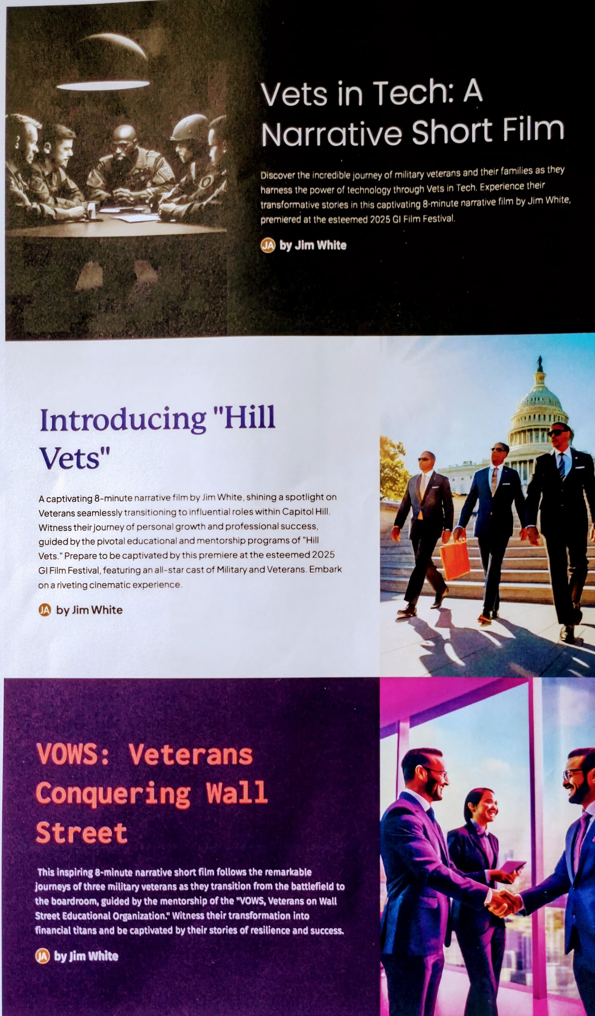 <p>"Vetsin Tech"</p><p>"VOWs" -  Veterans on Wall Street</p><p>"Hill Vets." - Capitol Hill Staff Offices Veterans.</p>